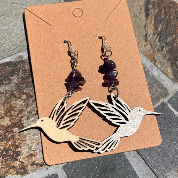 Hummingbird dangle earrings - Picture 3 of 6
